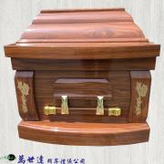 【入殮出】火化平蓋胡桃木扶手棺2.1尺