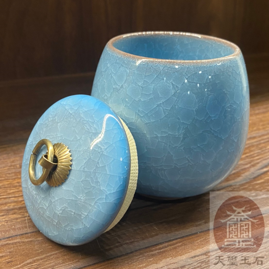 結晶寵物陶瓷罐(藍)