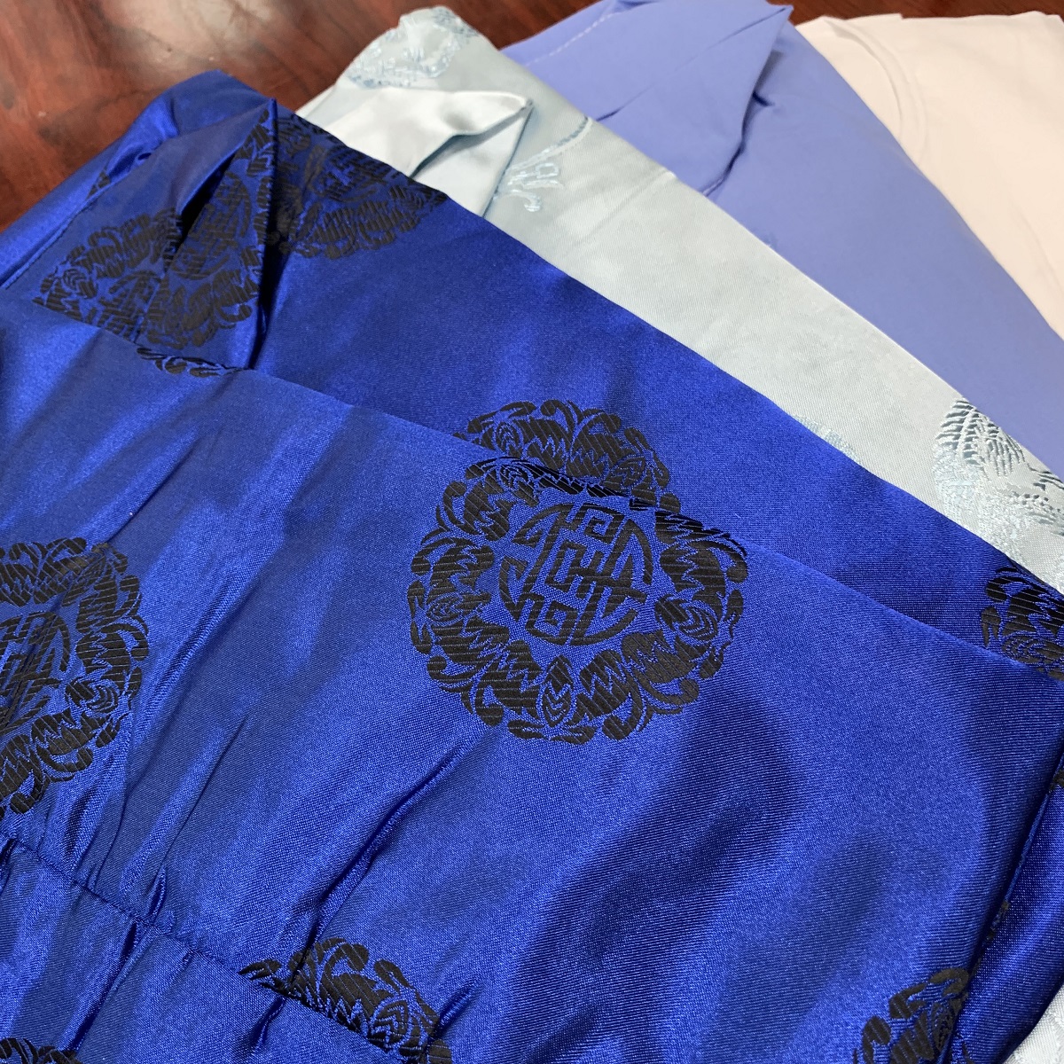 【中式台製】男性壽衣絲緞藍色套組