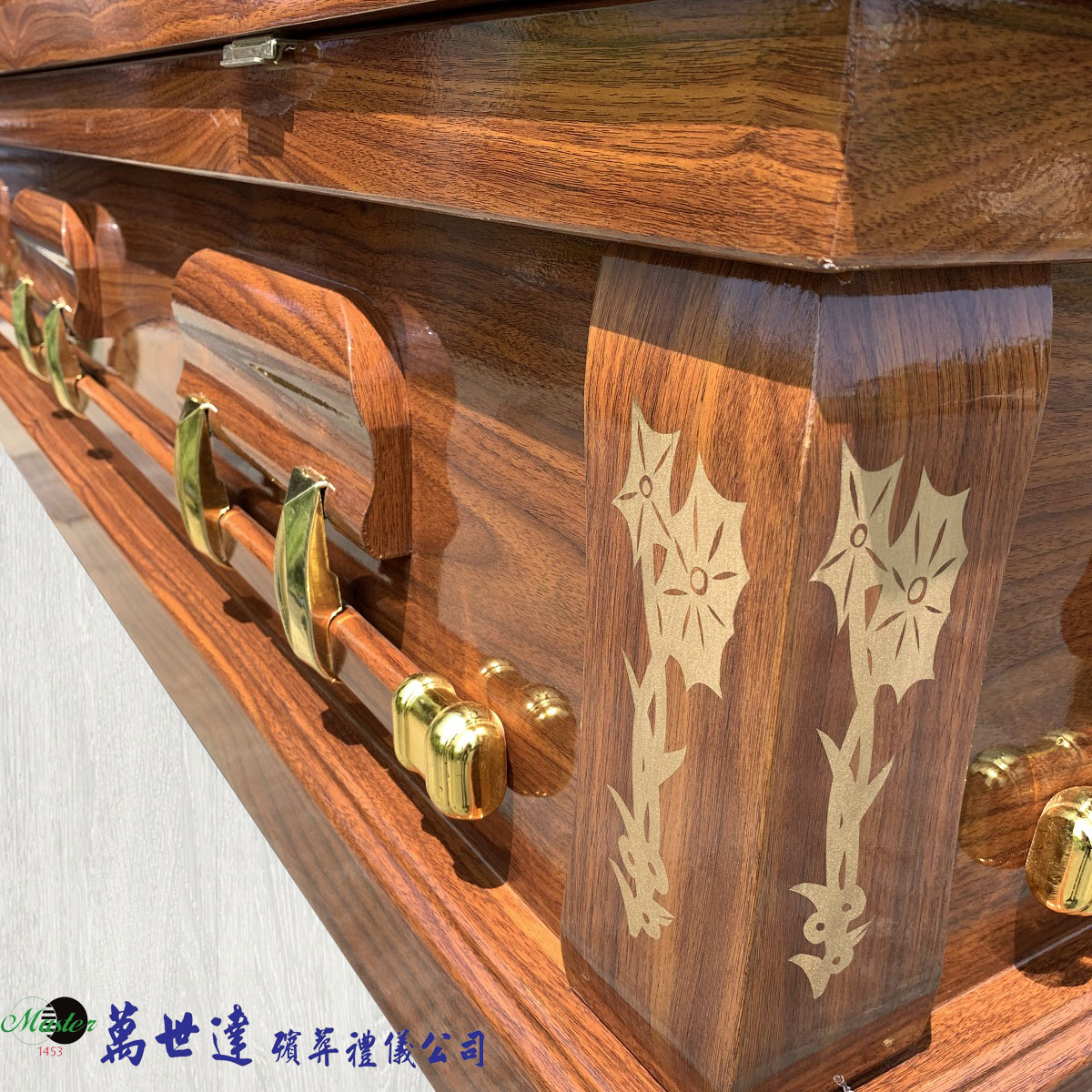 【打桶】福頭壽尾圓蓋胡桃木扶手棺2.3尺