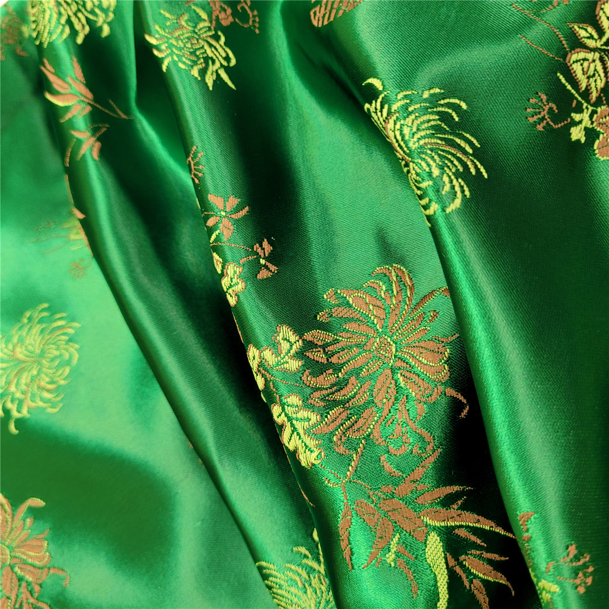 女全彩絲旗袍(綠)