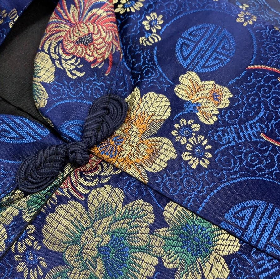 中式女性壽衣(織錦壽菊藍色套組)